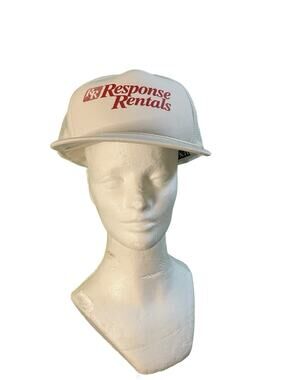 Response Rentals Trucker Hat White Red Logo Mesh Snapback Cap Luna Basics